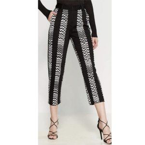 Missoni Women Knit Cropped Pants 40 US4 Black White Chevron Italy Trouse…